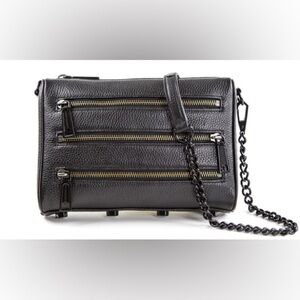 NWT REBECCA MINKOFF mini 5 zip black shellac